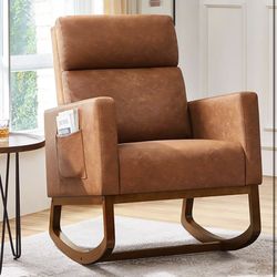 Leather rocking chair / glider chair / rocking accent chair / nursery chair