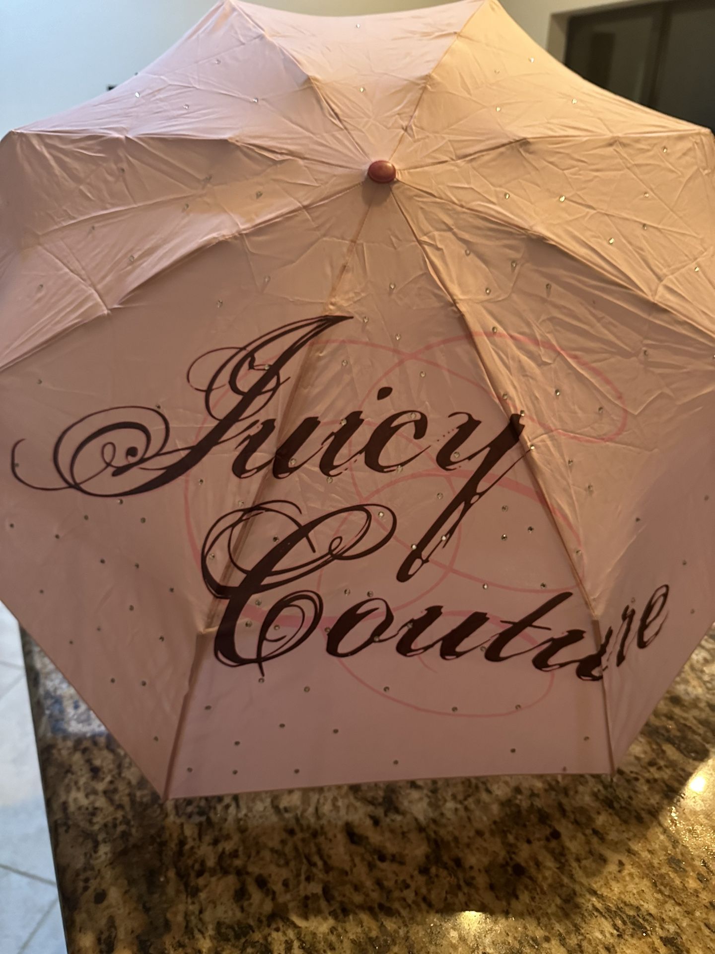 Juicy Couture Pink Logo Umbrella With Rhinestones 