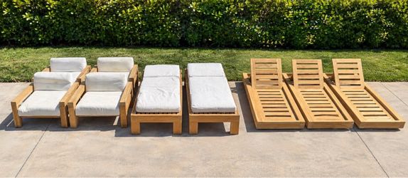 Restoration Hardware 9-Piece Solid Teak Outdoor Collection – Professionally Refinished – best offer- if posted available
