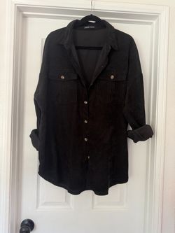 Black Button-Up Oversized Shirt LARGE