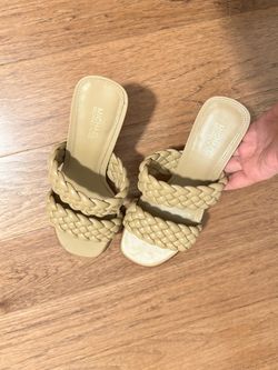 Michael Kors Beige Braided Heeled Mules Size 6M