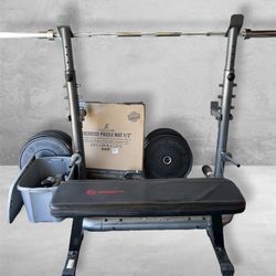 Squat Rack with Bar and Weights