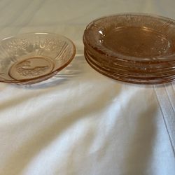 Sharon or Cabbage Rose Depression Glass (6) items