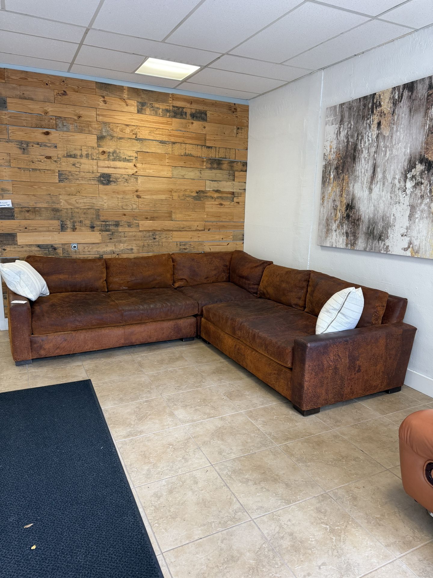 🔥 Restoration Hardware “Destroyer Style” Leather Sectional 🔥