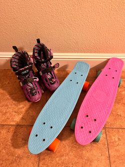 Kids skateboard and adjustable skates