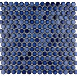 12” X 12” Blue Sapphire Penny Round Mosaic Tile 