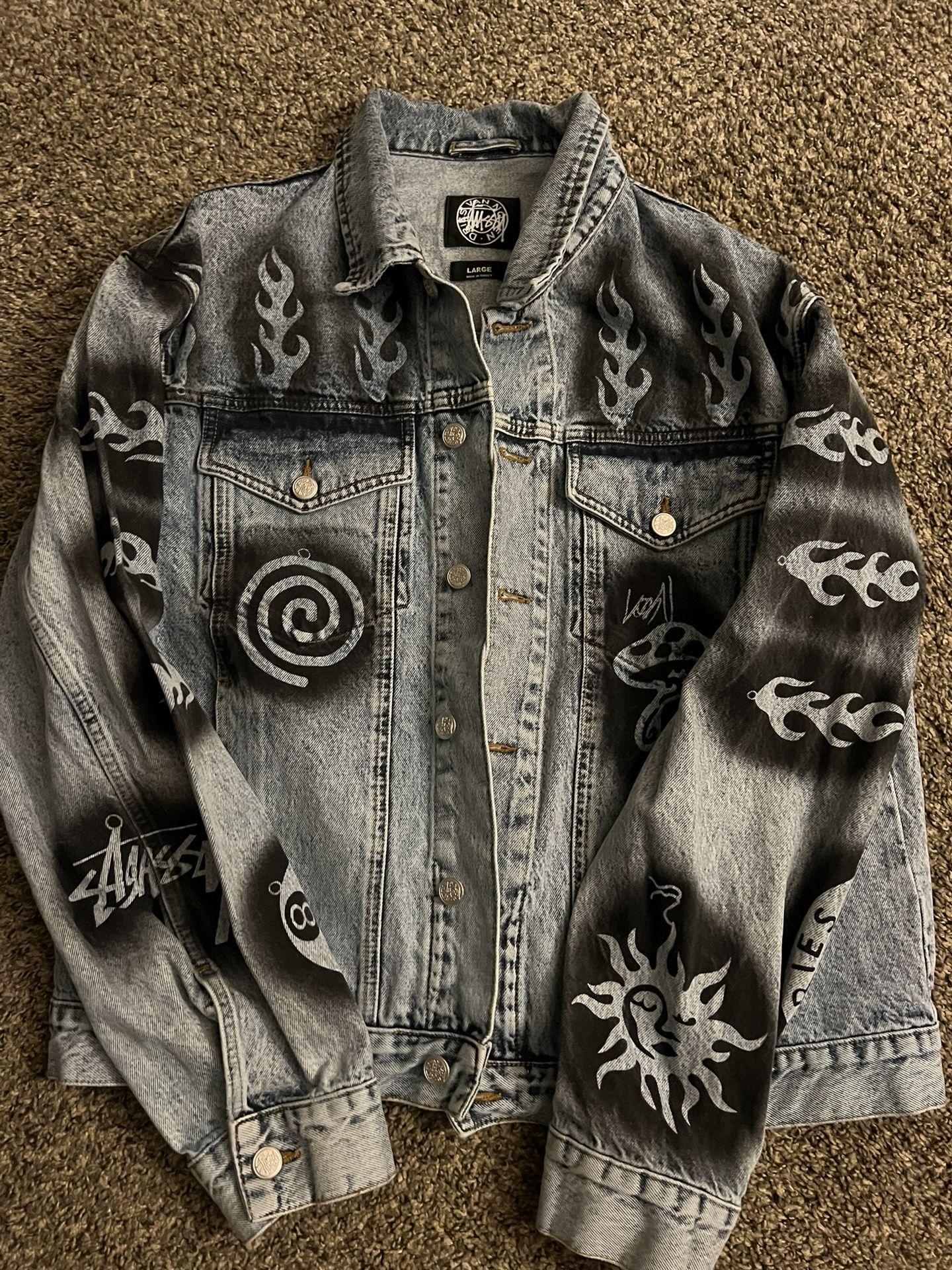 Stussy DVN hand stencilled denim jacket