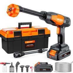 Cordless Pressure Washer Handheld Power Cleaner, 970PSI Portable Car Washer with 3.0Ah Dual Batteries 6-in-1 Nozzle Battery Operated Power Washer for