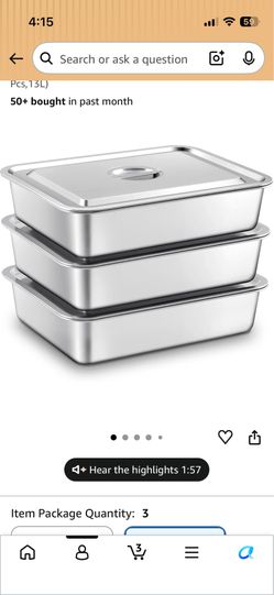 Stainless Steel Prep Containers Food Grade Tub