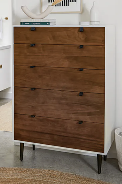 Article Envelo White / Walnut 5-Drawer Dresser