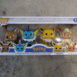 New/Unopened Funko Pop! Games Pokemon Eevee, Vaporeon, Jolteon and Flareon 4-Pack $50