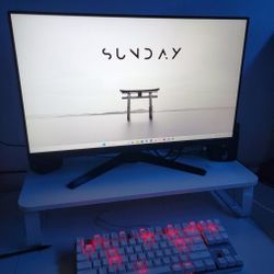24" white wooden monitor raiser - Rounded edges - 44lbs load capacity