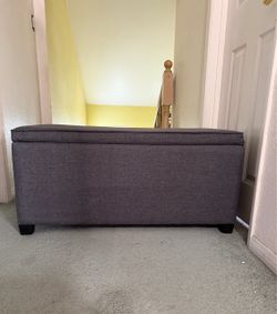 Gray Upholstered Storage Ottoman Bench