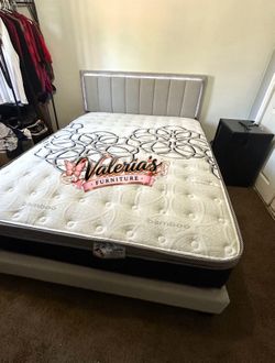 New Queen bed frame with mattress