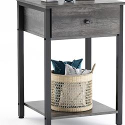 Ecoprsio Nightstand Modern End Table Side Table with Drawer and Storage Shelf Wood Night Stand Bedside Table for Bedroom, Living Room, Sofa -Mesa