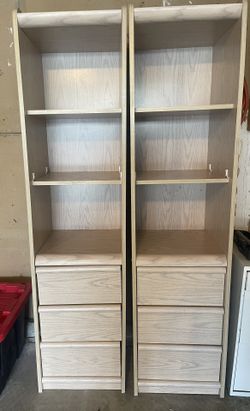 Wood Storage Shelves With Drawers 