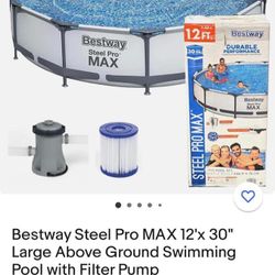 Bestway Steel Pro MAX 12'× 30" Large Above Ground Swimming Pool with Filter Pump