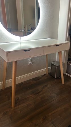 White Vanity Desk with Two Drawers
