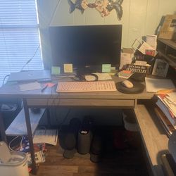 L SHAPED GRAY DESK