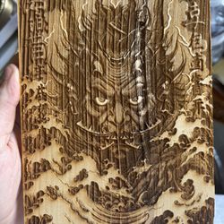 Japanese Style Demon Wood Engraving