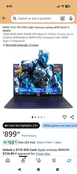 NIMO 15.6" 6-core processor Laptop
