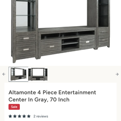 Altamonte 4 Piece Entertainment Center In Gray, 70 Inch