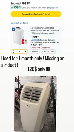 LG 10000 BTU SACC(14000 ASHRAE) Portable Air Conditioners [2023 New, Dual Inverter] Cools 450 Sqft Ultra Quiet & Easy Install WiFi App Medium & Large 