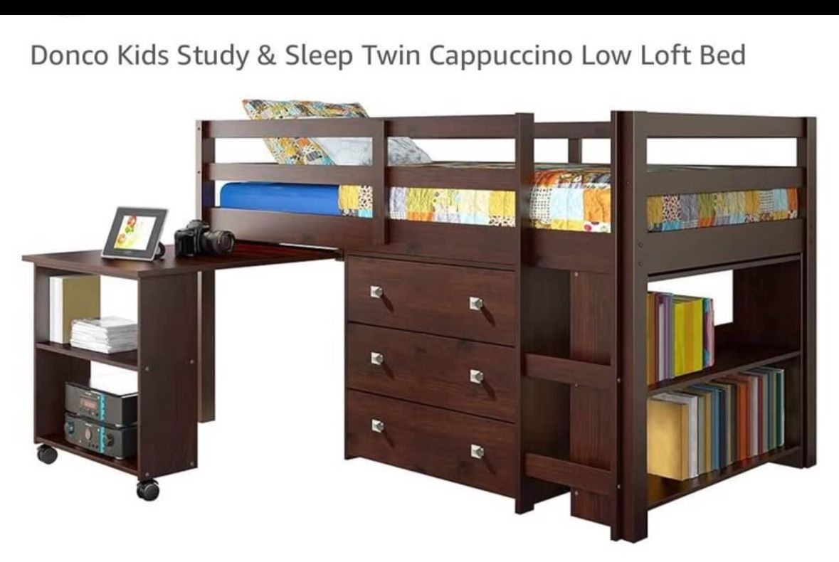 Loft Bed With Desk And Book Case