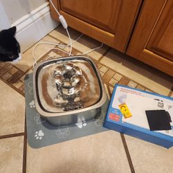 Stainless Steel Cat Water Fountain & Filters & Sponges