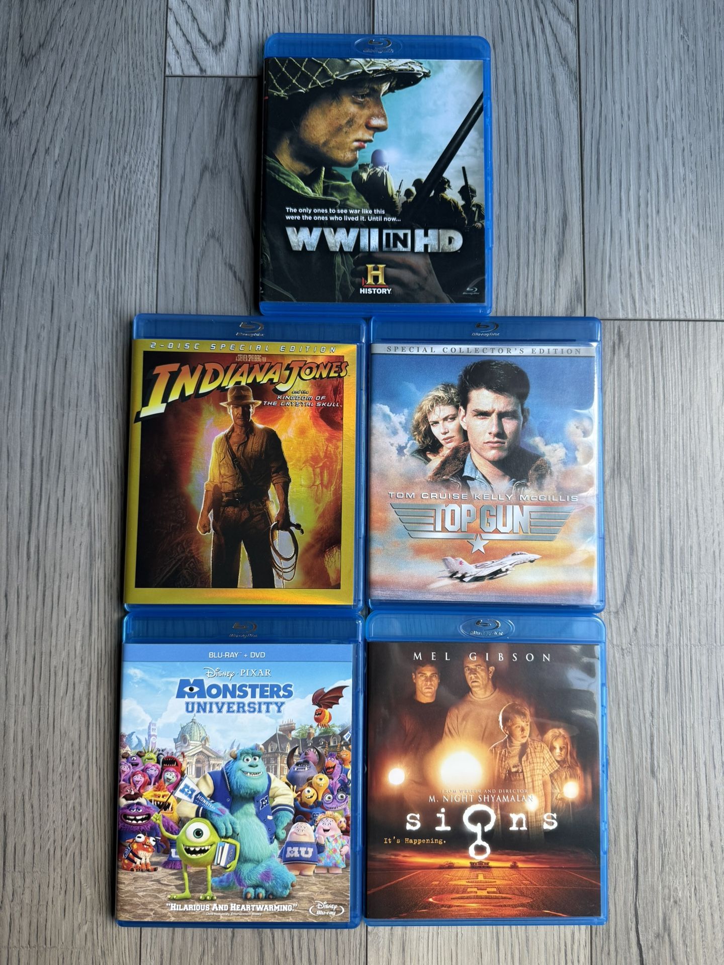 Blu-ray Movies-Signs, Top Gun, Indiana Jones, Monsters University And WW2 In HD