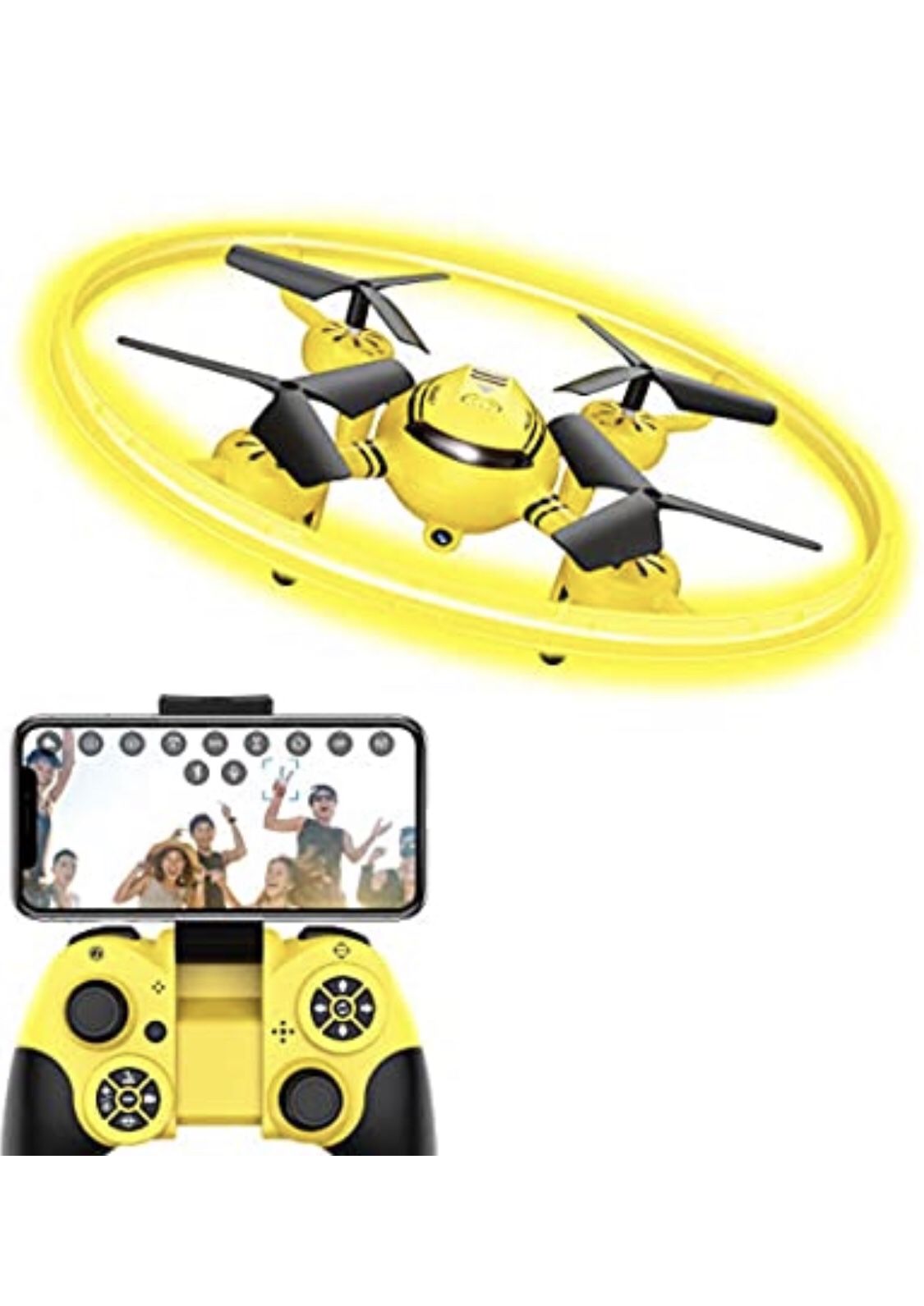 Q8 FPV Drone with Camera for Kids Adults,RC Drones for Kids,Quadcopter with Yellow Light,Altitude Hold,Gravity Sensor and Remote Control