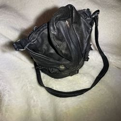 Black Leather Ladies Bikers Purse