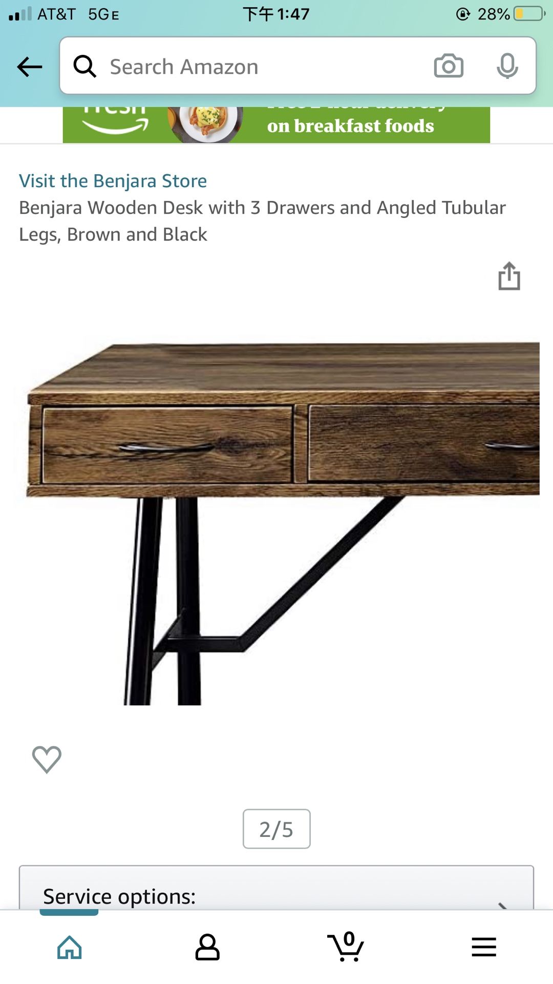Wood Desk With 3 Drawers