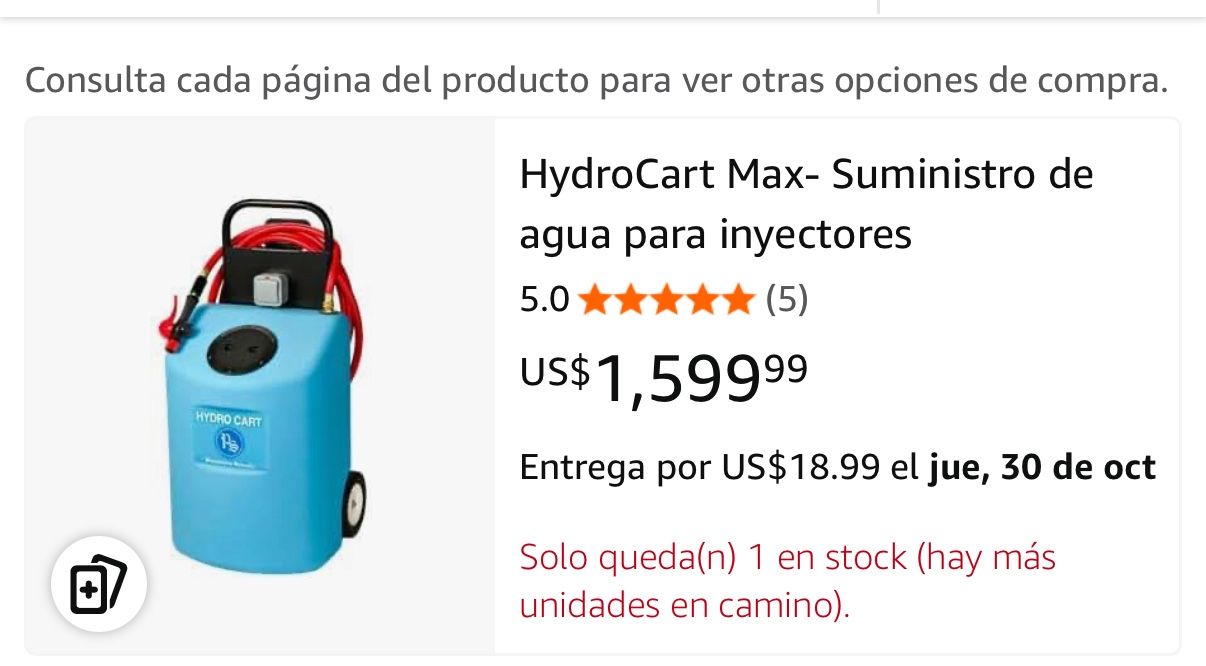 Hydro Battery Watering Cart for Injector Water Supply, 20 Gallons