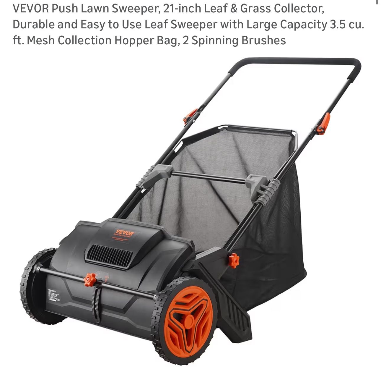 Push Lawn Sweeper, 21-inch Leaf & Grass Collector