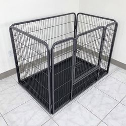 (Brand New) $110 Heavy Duty Pet Playpen w/ Plastic Tray, Dog Cage Kennel 4 Panels,  L49” x W32” x H35” 