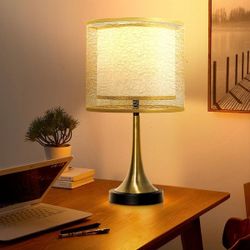 17.7 in. Copper Metal Double Layer Wire Cloth Cover Lampshade Table Lamp Vintage Home Decor Bedside Nightstand Lamps