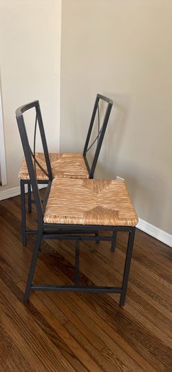 IKEA Metal & Straw Chairs Set Of (2)