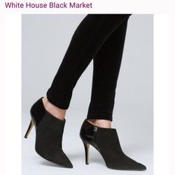 White House Black Market Eliza Suede & Patent Leather Booties Womens Black Size 6.5 (3)