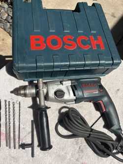 Bosch 1/2" Dual Torque Hammer Drill Kit-Model 1199VSR-Clean, 8.5 Amp, Handle, Bits, 10’ Cord, Case