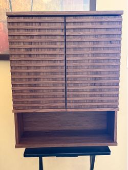 MCM Walnut Wall Mount Bathroom Cabinet 4 Shelves