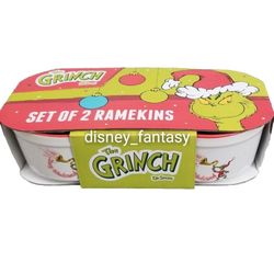 Dr. Seuss The Grinch Ramekin Set of 2 Ceramic 2023 Small Baking Dish Souffle