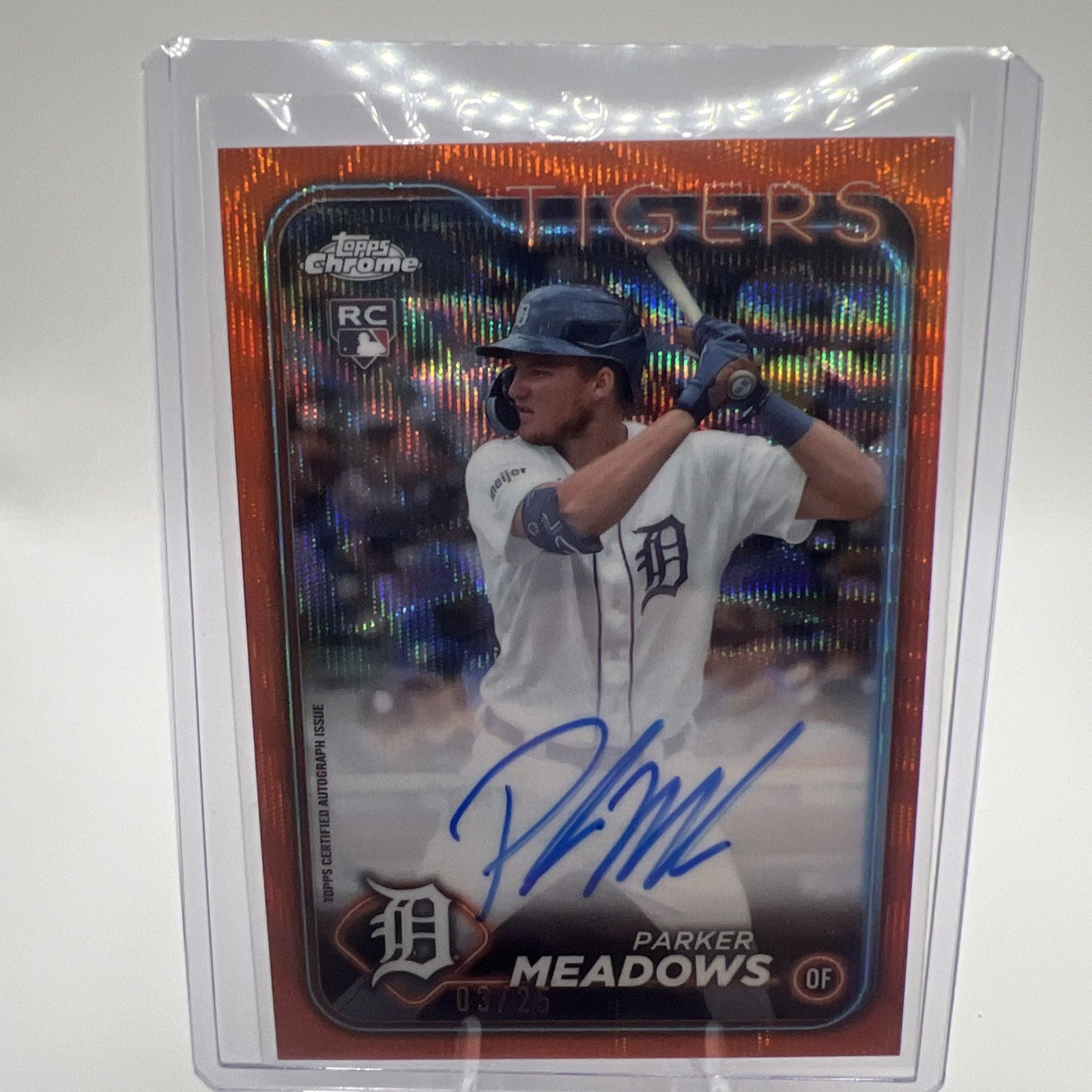 2024 Topps Chrome PARKER MEADOWS Rookie Auto Orange Wave Refractor SP 3/25