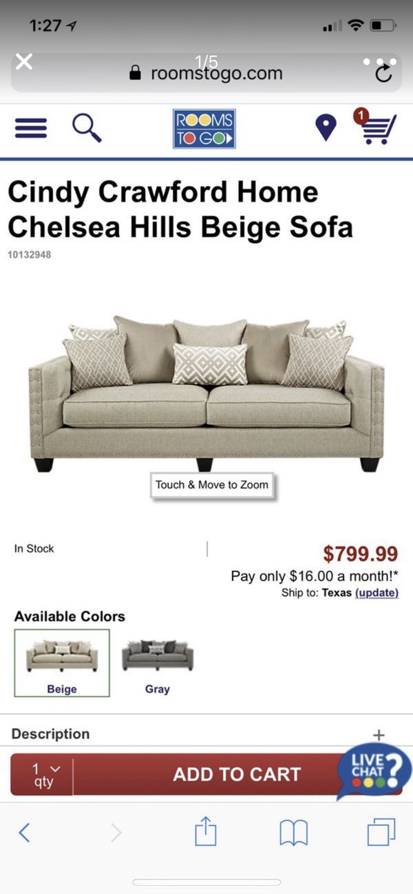 2 Rooms To Go Cindy Crawford Sofa For Sale In Humble Tx