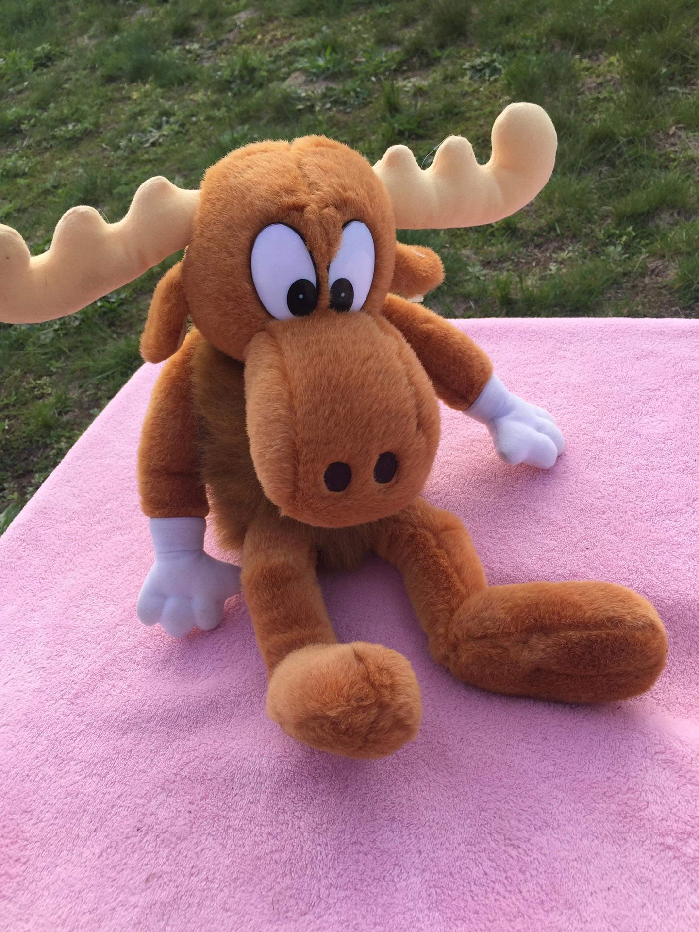 Vintage BULLWINKLE Stuffed Animal Plush Rocky and Friends Golden Bear large 16”