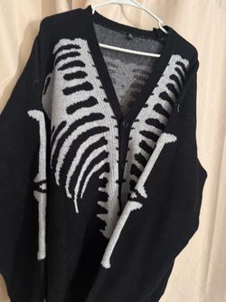 Black Skeleton Knit Cardigan Sweater brand new