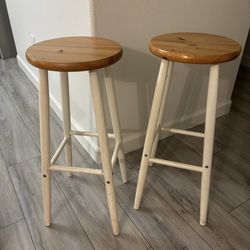 Two Vintage IKEA Bar Stools (solid Wood)