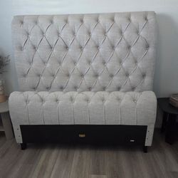 Kate Upholstered Gray Queen Bed Frame 