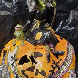 Blue Sky Clayworks  Halloween Grisrlda's Witch Pumpkin Patch  Tea Light Candle Holder