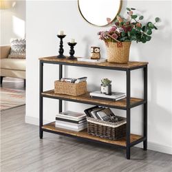Vintage Sofa Side Table for Entryway Living Room Industrial Console Table Rustic Brown